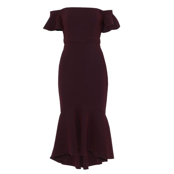 EUC Rachel Zoe Cabernet Devon Off the Shoulder Midi Dress Sz 6 - Picture 8 of 15